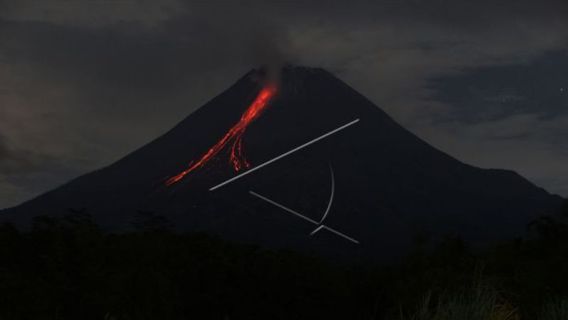 メラピ10回白熱溶岩落下を1.8 Kmまで打ち上げる