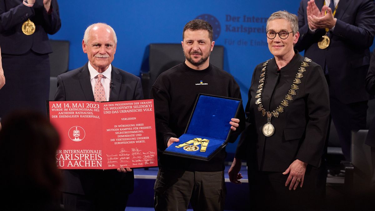 ドイツでシャルラマーニュ賞を受賞したゼレンスキー大統領:ウクライナはヨーロッパをより強くする