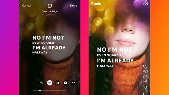 Instagram 试用版 将歌词添加到卷轴的能力