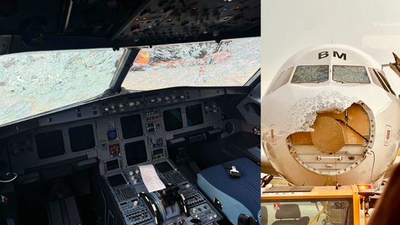 奥地利航空公司飞越雪暴:飞行员机舱玻璃架,飞机鼻子破碎