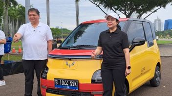 نظرة خاطفة على سيارة Wuling الكهربائية الصفراء الحمراء التي قدمتها Airlangga ل Puan Maharani