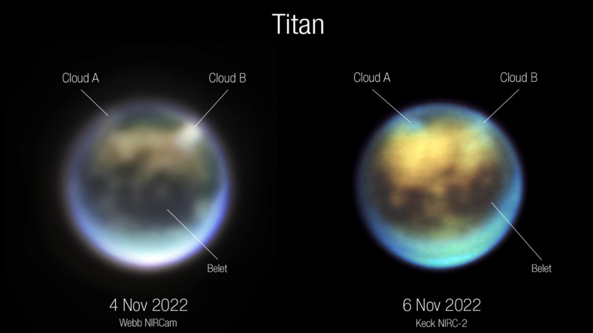 韦伯望远镜探测土星最大卫星泰坦上的云层