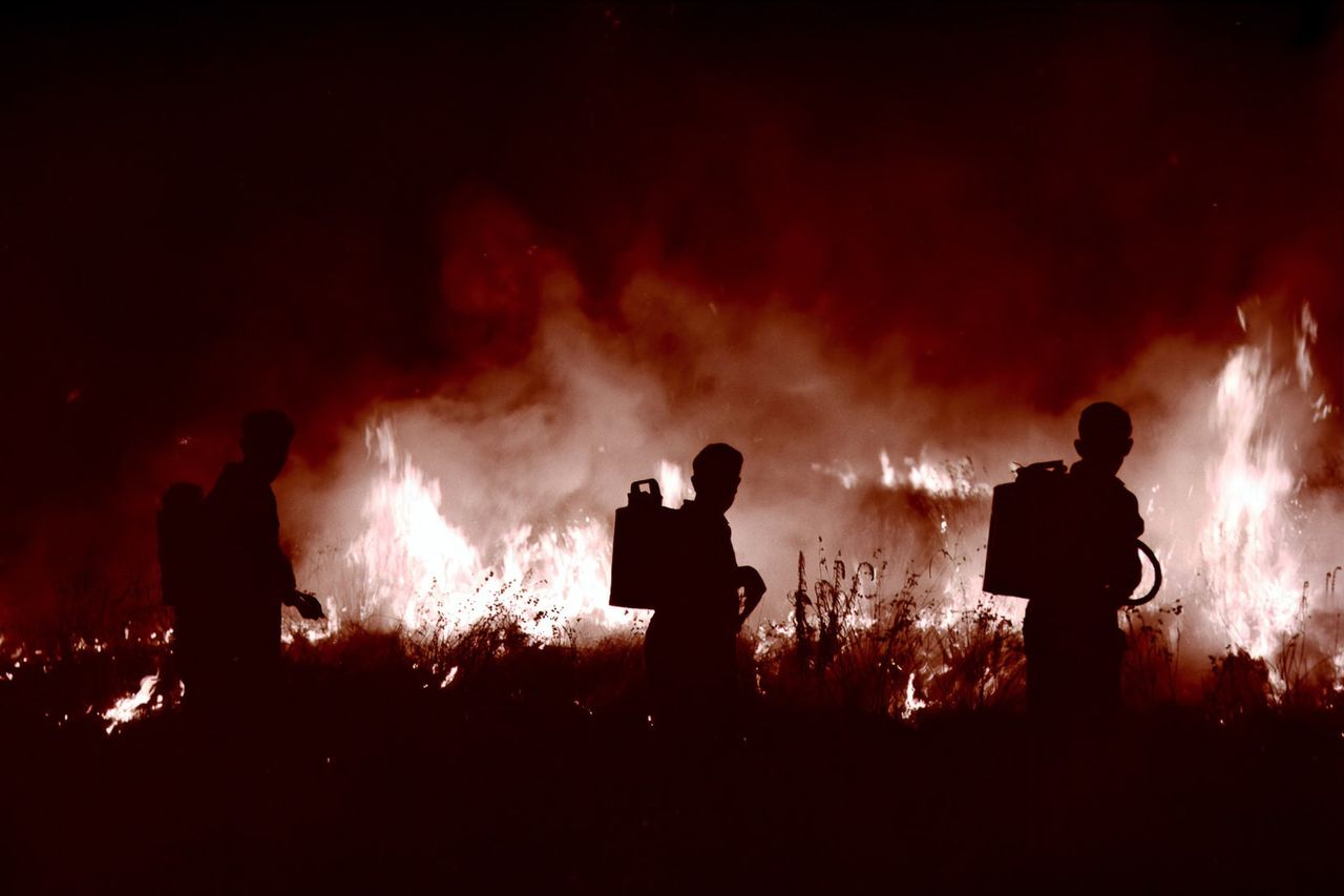 Greek Forest Fires: Fire Approaching Explosive Storage Camp