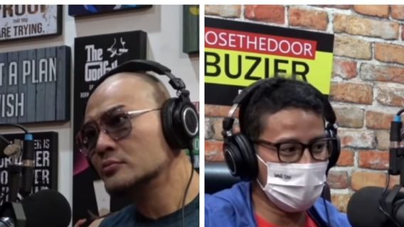 由KPK主持的播客节目中两位部长的压力很大，迪迪·科布齐尔（Deddy Corbuzier）问桑迪亚加·乌诺（Sandiaga Uno），兄弟，腐败还是？