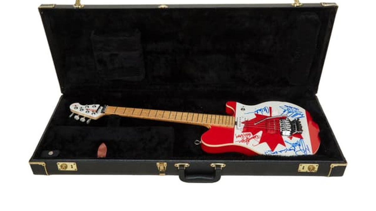 La guitare signature van Halen avec le drapeau canadien est de retour en vente aux enchères