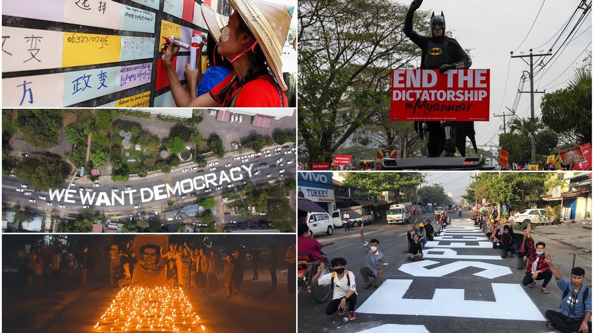 Myanmar Citizens' Creativity Against Military Coup: Street Murals, John Lennon's Walls To Batman