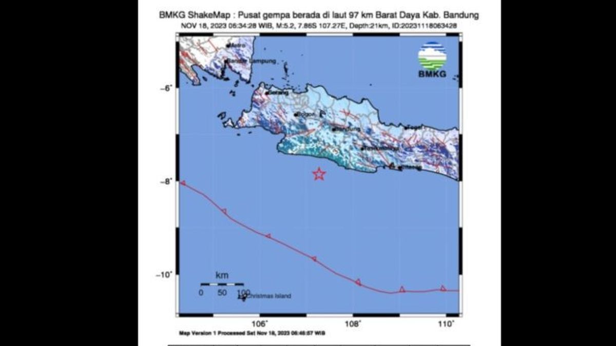Cianjur南海岸的M 5.2地震是由Lempeng Subduksi活动引发的