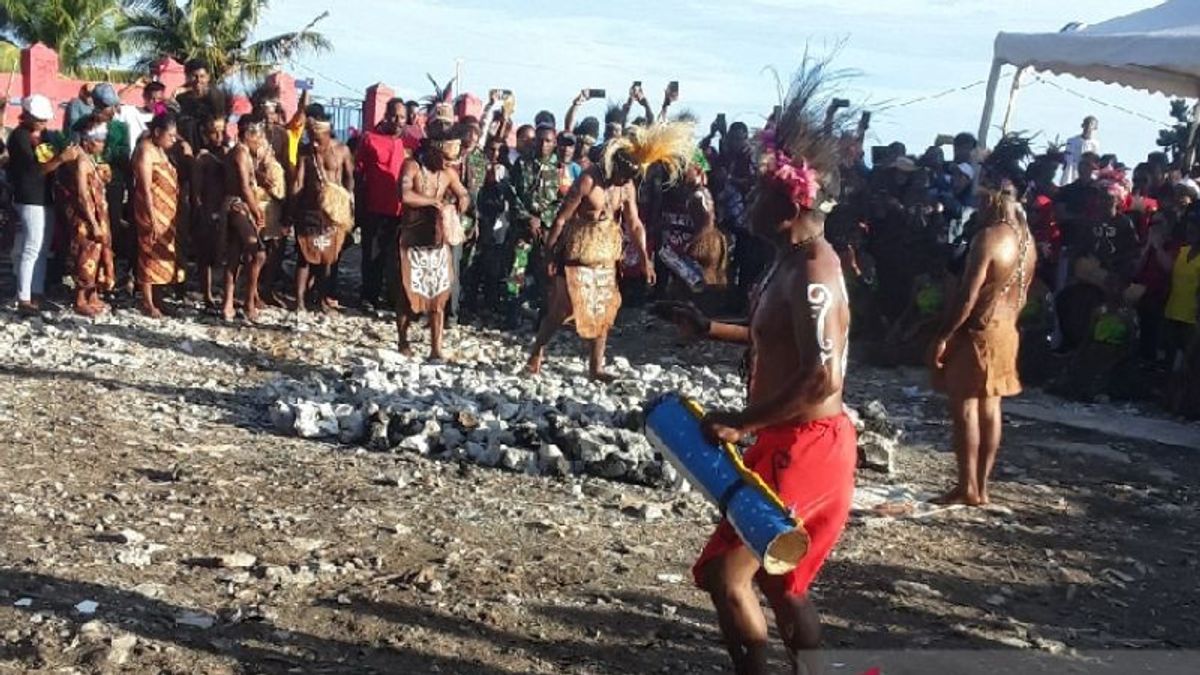 Preserving Ancestor Culture In APen Bayeren Hot Rock Attraction Belonging To The Papuan Biak Tribe