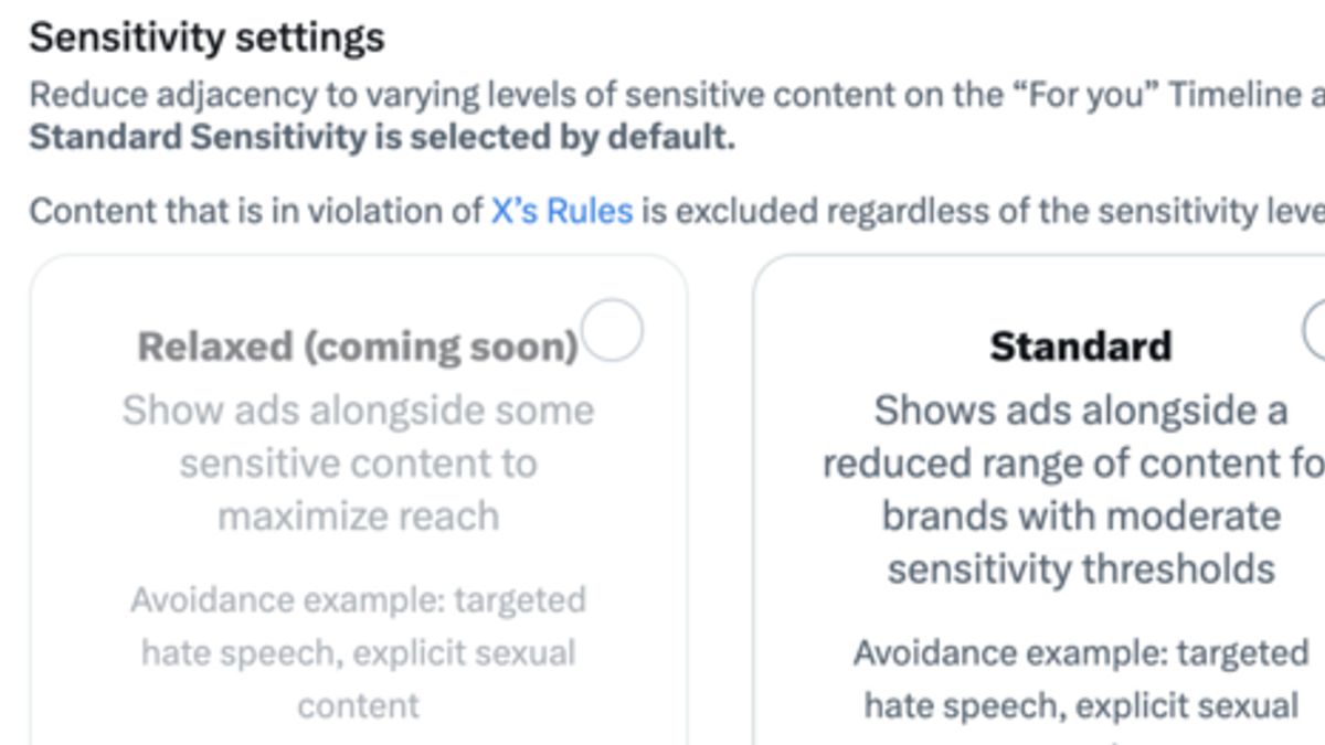 X センシビティ設定を起動し、表示される広告主のコントロールを支援する