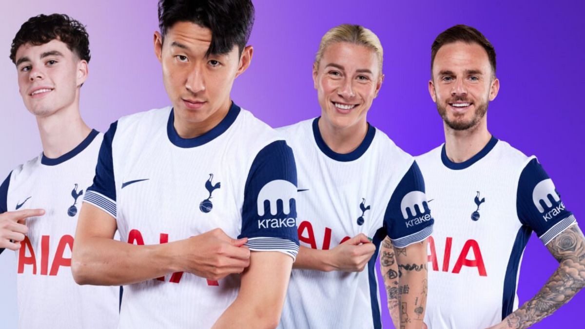 fix, le logo de l’échange de crypto-monnaie kraken déployé à Tottenham Hotspur du Jersey!